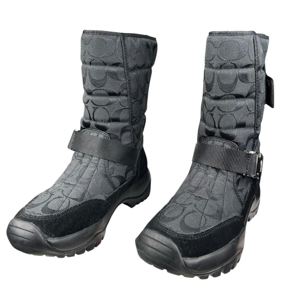 Coach Women’s Sharron Black Monogram Vibram Winter Boot Size US 6.5 - Picture 6 of 12